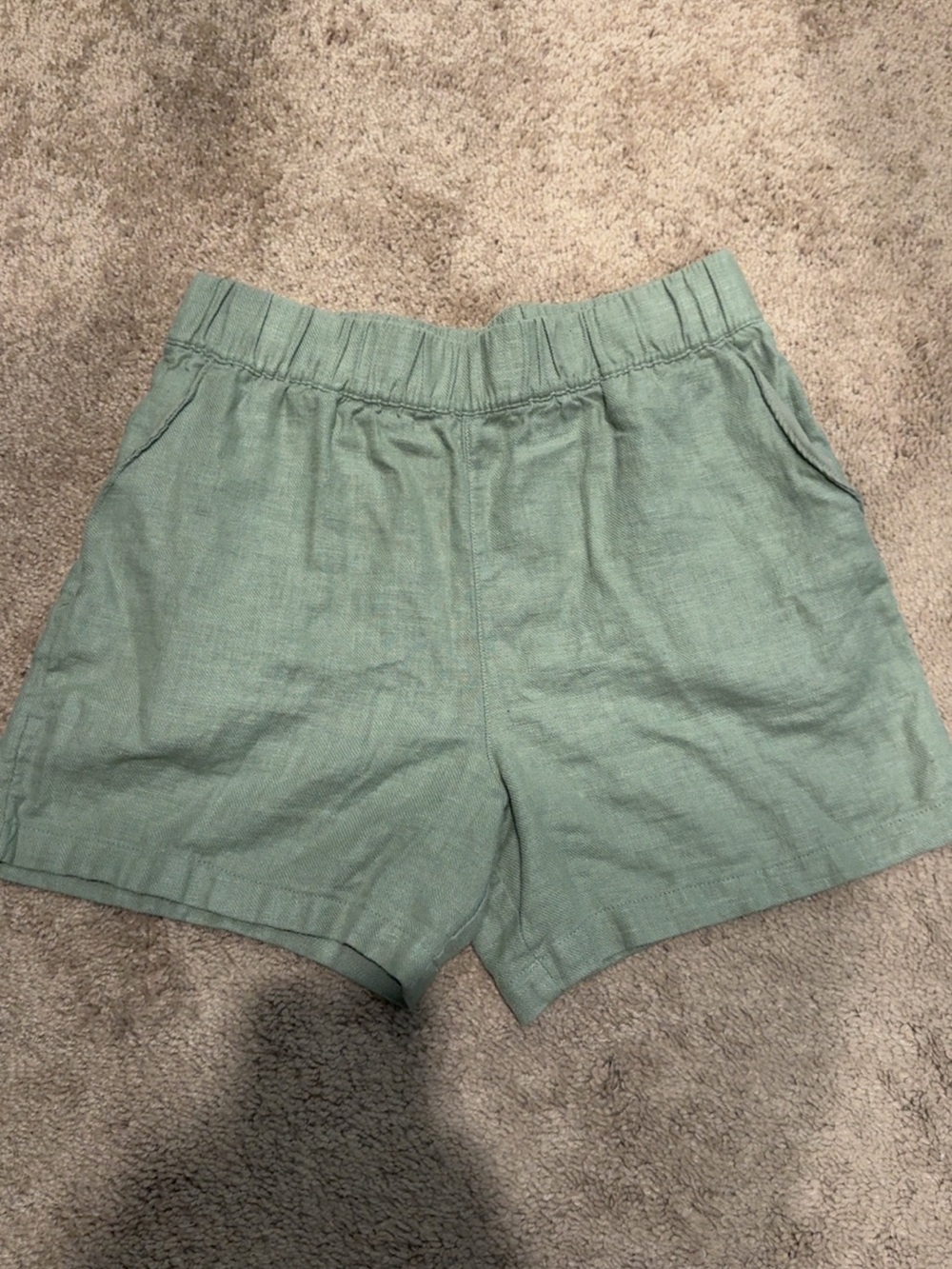 Blank NYC High-Waist Linen-Blend Shorts in Sage Green